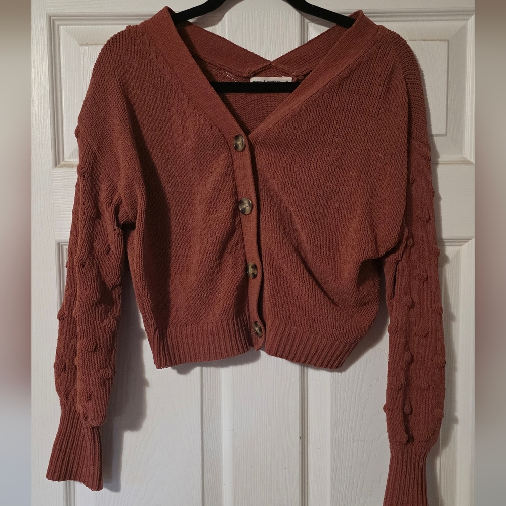 moon & madison Terracotta Button-Up Cardigan